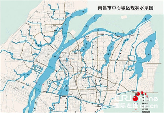南昌市中心城区现状水系图