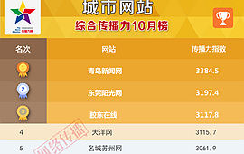 城市网站传播力2017年10月榜发布